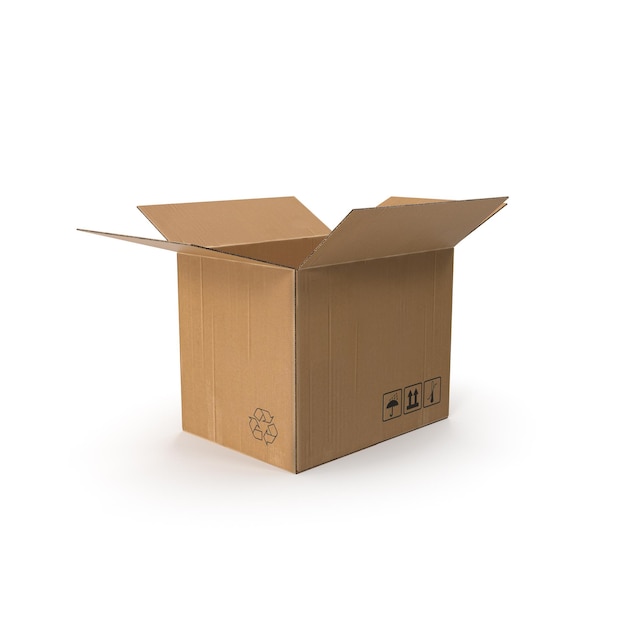 Caja de cartón aislada en blanco