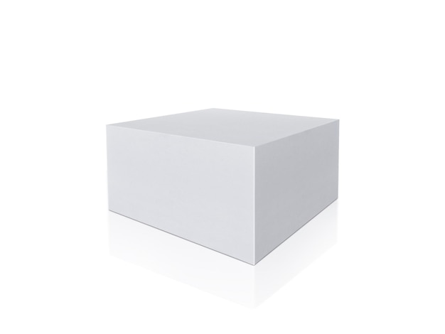 Caja de cartón blanca de embalaje en blanco aislada sobre fondo blanco lista para el diseño de embalaje