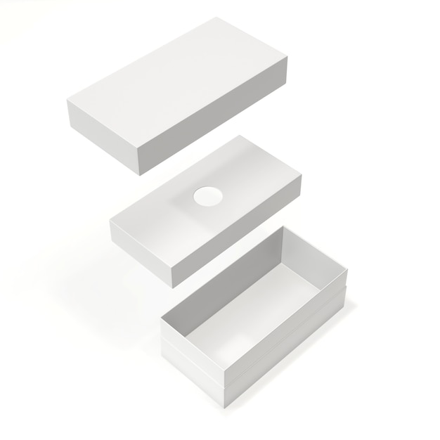 Caja de cartón en blanco blanco para teléfono móvil aislado en blanco. Representación 3D.