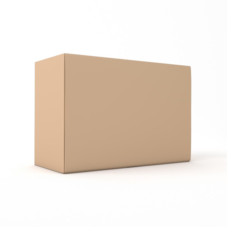 Caja De Cartón Lado Izquierdo En Fondo Blanco