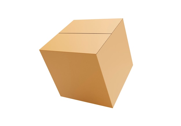 Caja de cartón marrón aislada sobre fondo blanco