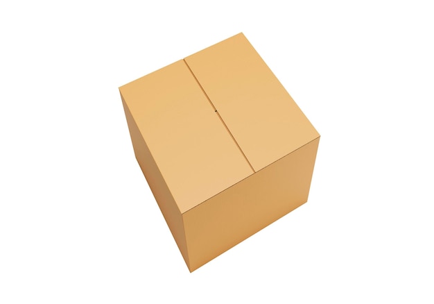 Caja de cartón marrón aislada sobre fondo blanco