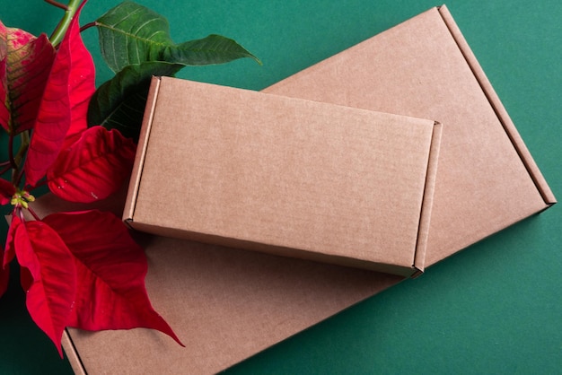 Caja de cartón marrón para envío de Navidad