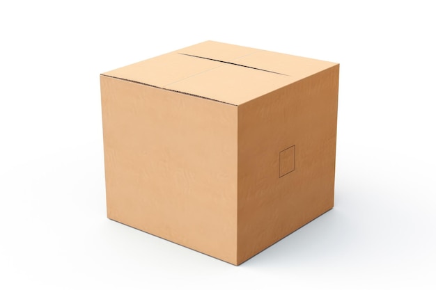 Caja de cartón de primer plano sobre fondo blanco.