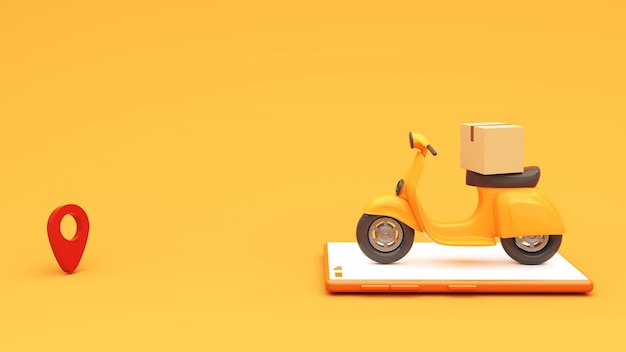 Caja de cartón sellada de renderizado 3D para la entrega de pedidos de artículos de mercancías en todo el mundo en scototer