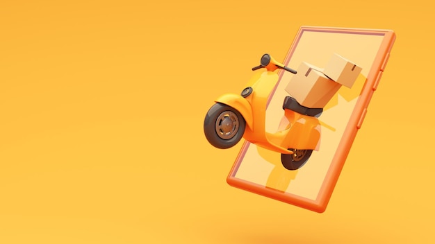 Caja de cartón sellada de renderizado 3D para la entrega de pedidos de artículos de mercancías en todo el mundo en scototer
