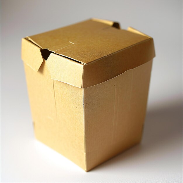 Caja de cartón sobre un fondo blanco Objeto aislado para el diseño