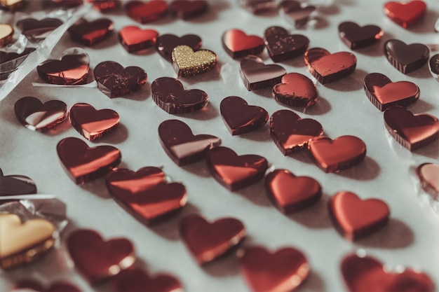 Una caja de chocolate llena de chocolates con una nota de amor para alguien especial