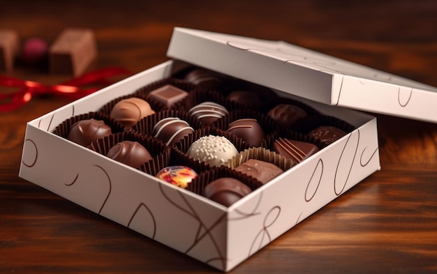 Una caja de chocolates de la compañía de chocolate.