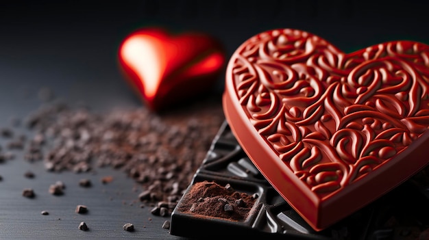 Foto una caja de chocolates con una nota de amor escrita en chocolate día del chocolate regalo semana de san valentín