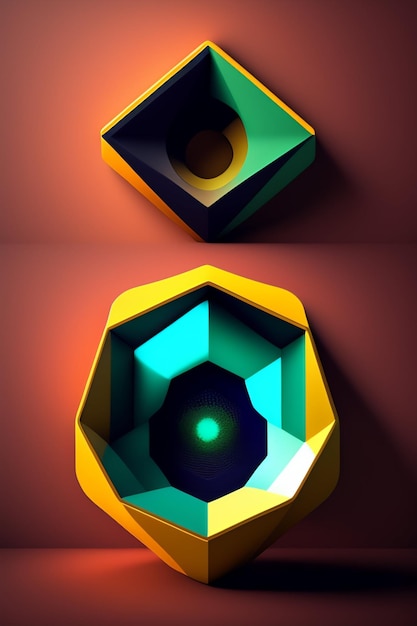 Una caja colorida con un agujero que dice "un agujero"