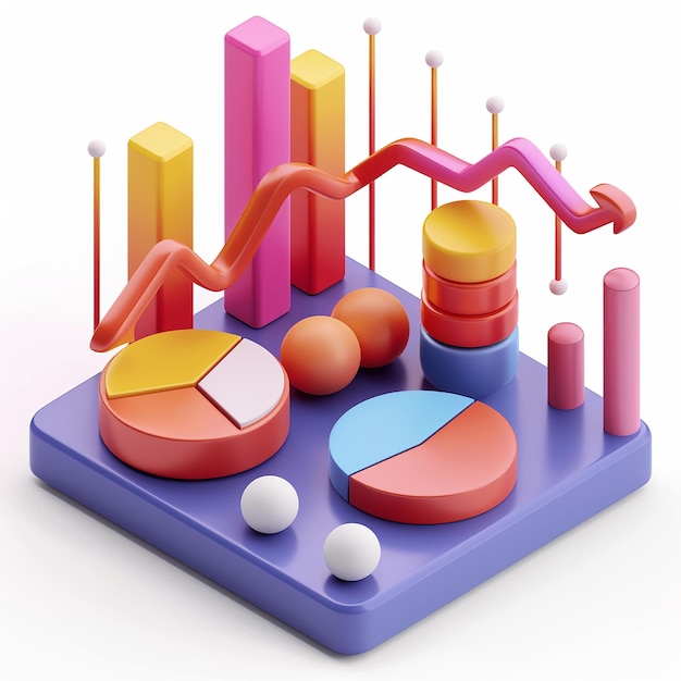 una caja colorida con un diagrama de un gráfico y un diagrama del negocio