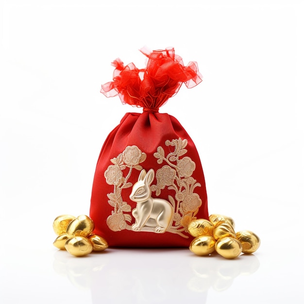 Caja de dinero de regalo roja para el Año Nuevo chino sobre fondo blanco