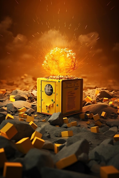 Caja de diorama en 3D bomba nuclear