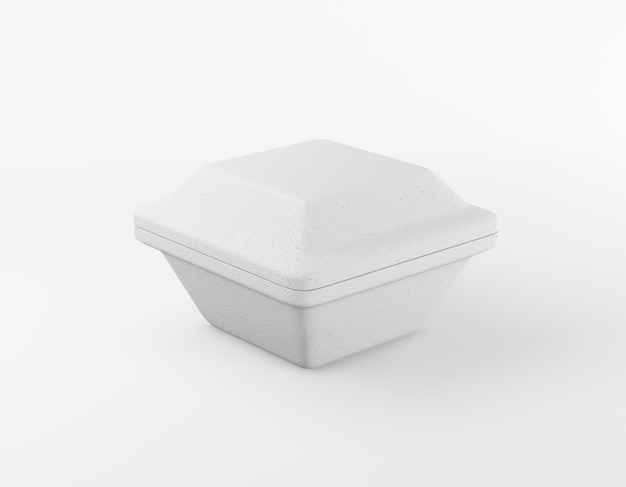 Caja de espuma sobre un fondo blanco.