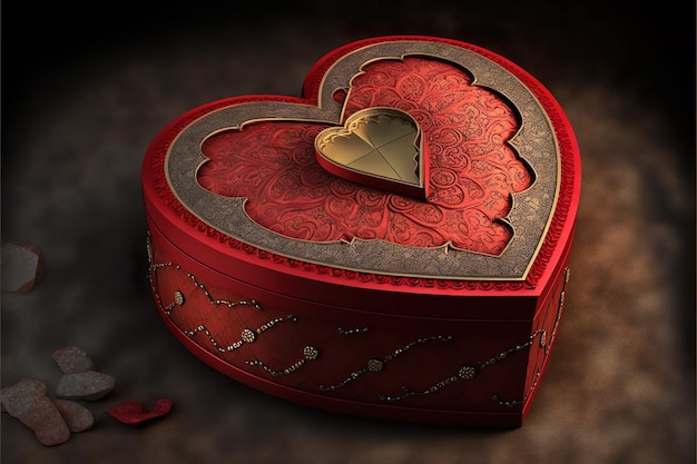 caja en forma de corazón con joyas