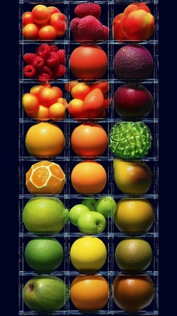 Foto una caja de fruta con la imagen de una fruta en ella.