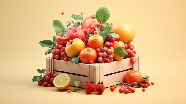 una caja de fruta con muchas frutas diferentes dentro de Generative Ai