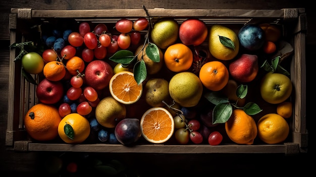 Una caja de fruta con la palabra fruta