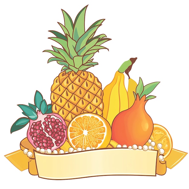 Una caja de frutas con una caja de fruta en ella que dice piña