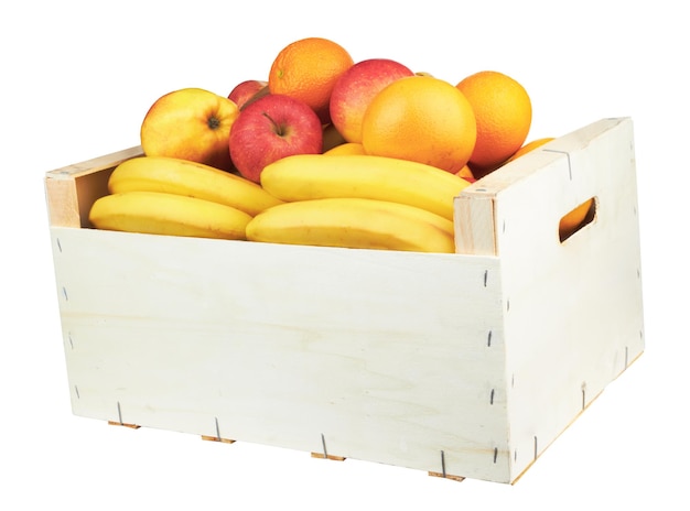 Foto caja con frutas