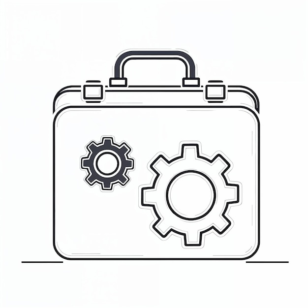 Caja de herramientas con diseño de icono de engranajes