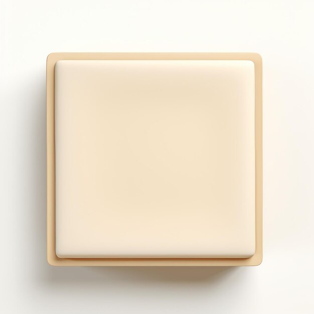 Foto caja de jabón beige en 3d con fondo blanco