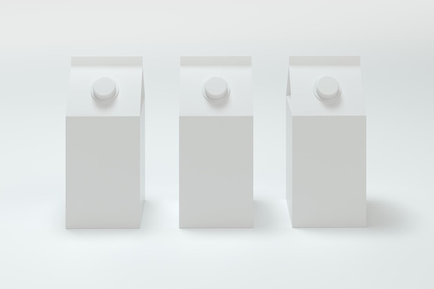 Foto caja de leche en blanco con renderizado 3d de fondo blanco