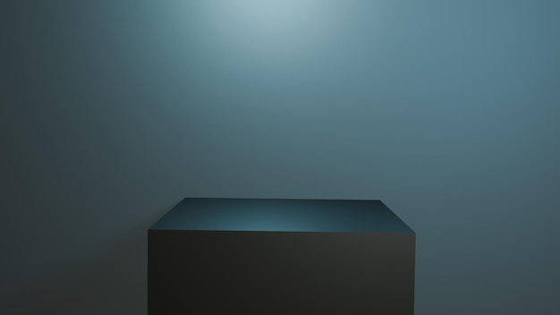 una caja con una luz azul y un fondo blanco