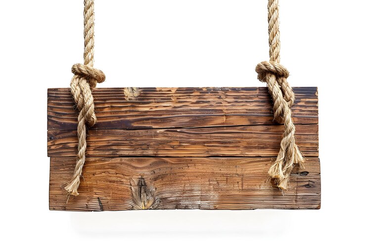 Foto una caja de madera con una cuerda y una cuerda en ella que dice la cuerda