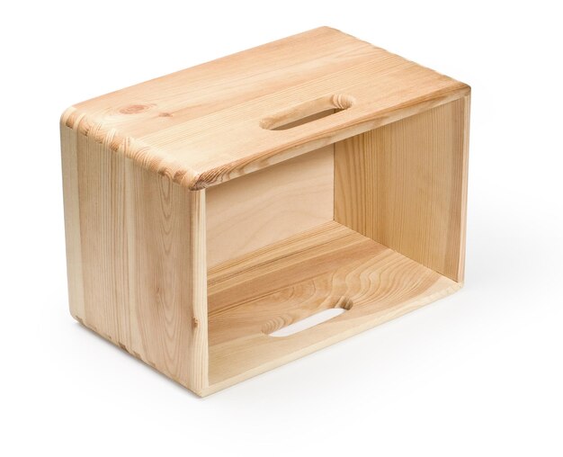 caja de madera vacía aislada