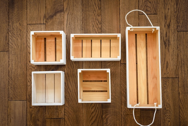 Foto caja de madera vacía