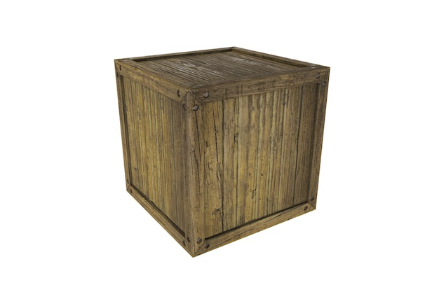 Caja de madera vieja aislado sobre fondo blanco.