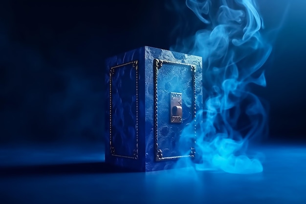 Caja mágica azul con humo