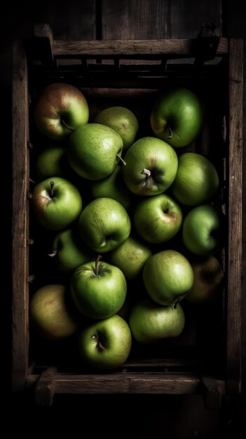 Una caja de manzanas con la palabra manzana