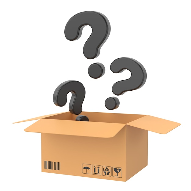 Caja misteriosa Ilustración en 3D de la caja de la suerte