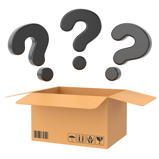 Caja misteriosa Ilustración en 3D de la caja de la suerte