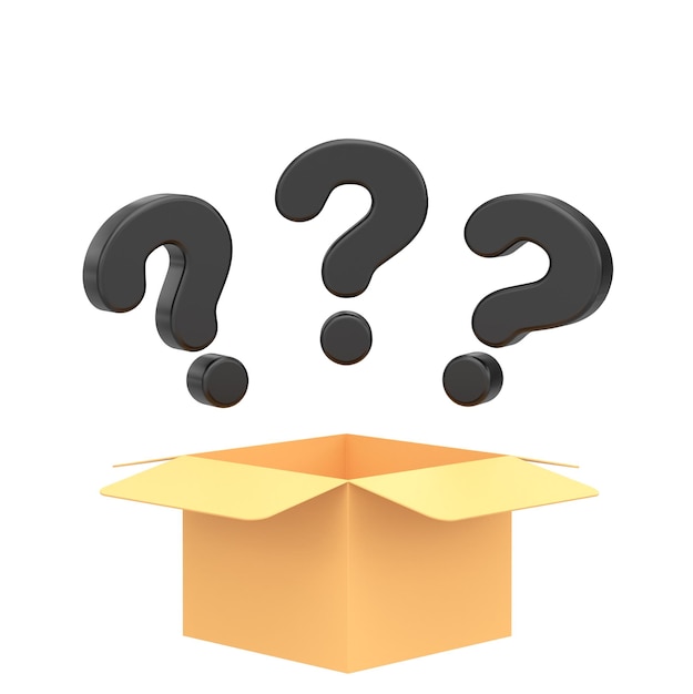 Caja misteriosa Ilustración en 3D de la caja de la suerte