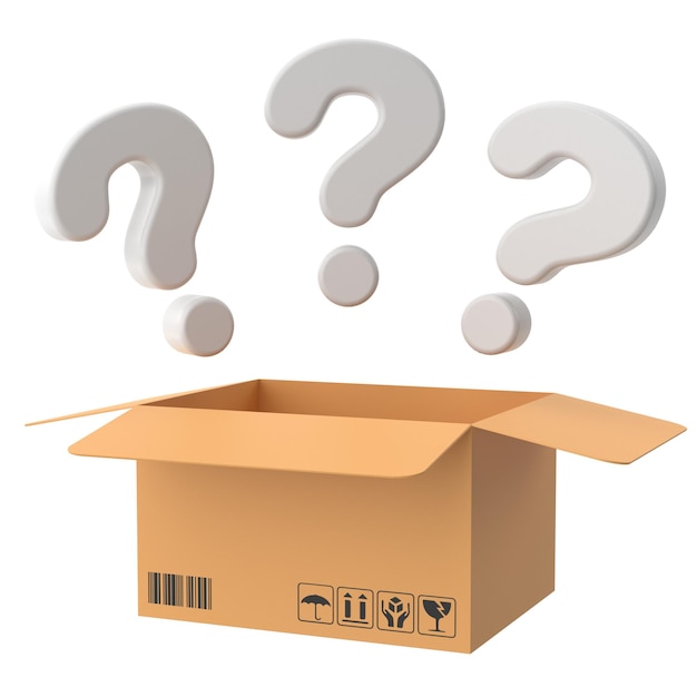 Caja misteriosa Ilustración en 3D de la caja de la suerte
