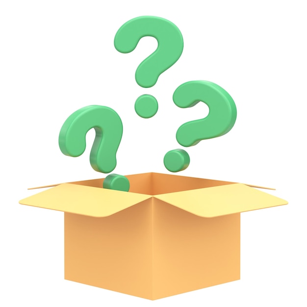Caja misteriosa Ilustración en 3D de la caja de la suerte