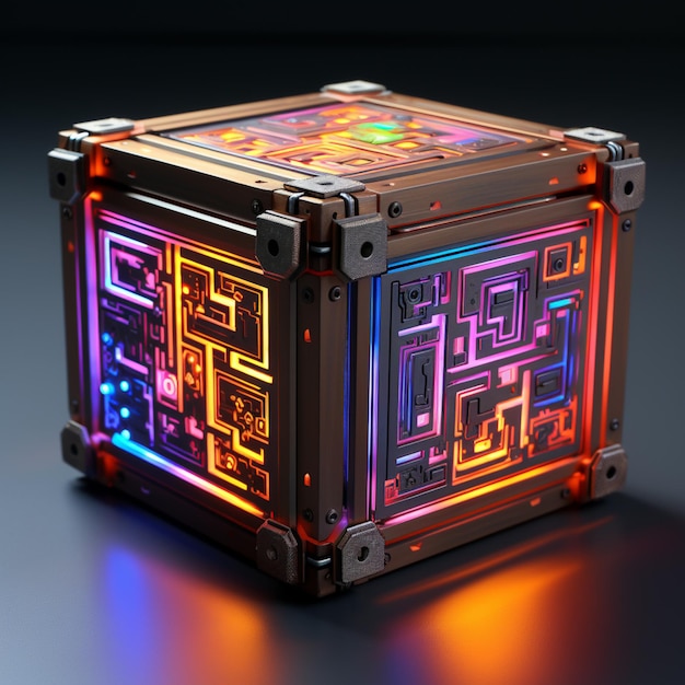 Una caja con muchas luces de diferentes colores en ella