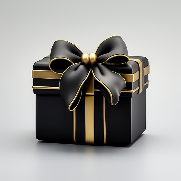 una caja negra oscura con cinta dorada en el estilo de la cerámica daz3d hecha de goma realista