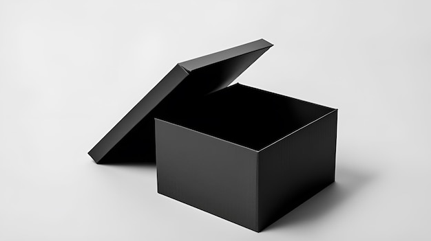Foto una caja negra con la tapa abierta y la parte inferior de la tapa abierta