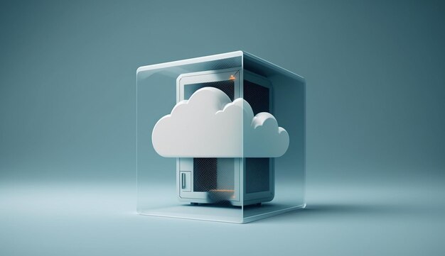 Una caja de nubes con un fondo azul y una luz.