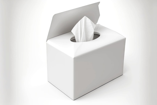 Caja de pañuelos de cartón rectangular blanca con tapa