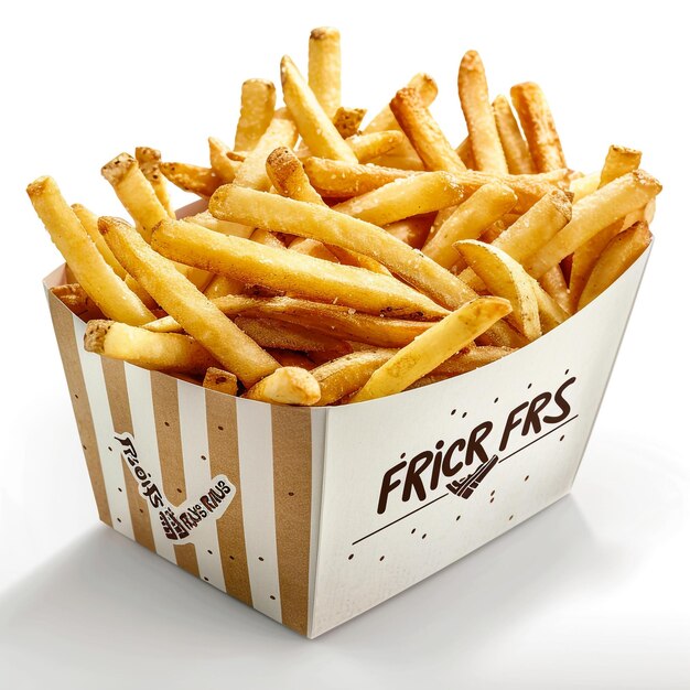 Foto una caja de papas fritas que dice frescas