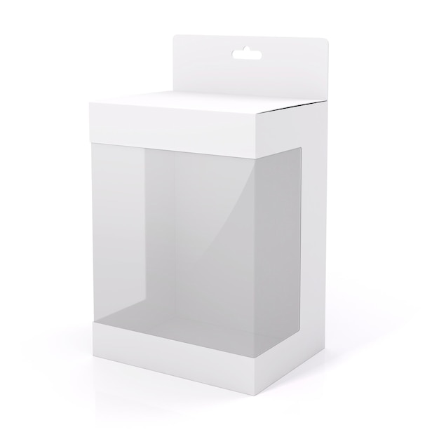 Foto caja de paquete de producto en blanco 3d en blanco