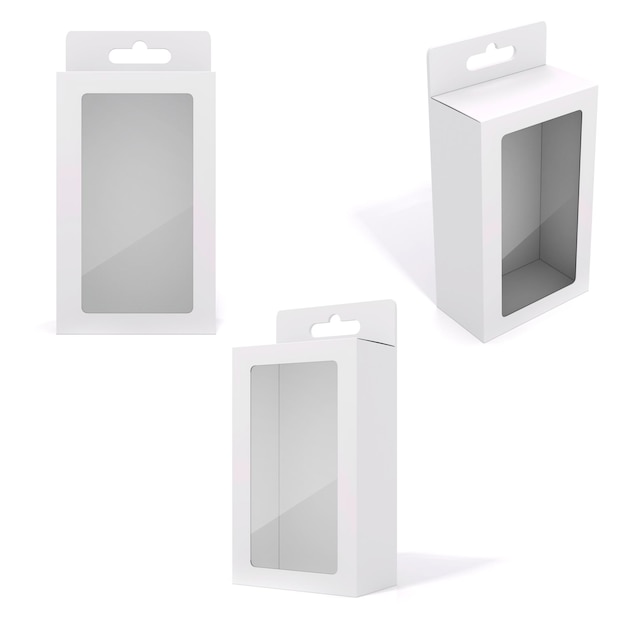 caja de paquete de producto en blanco 3d en blanco