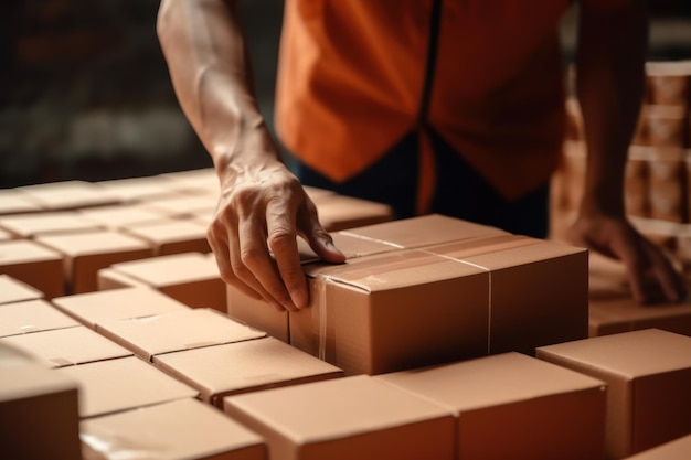 caja de paquetes para comprar en línea embalaje de productos concepto de entrega IA generativa