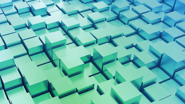 caja perspectiva 3d vaporwave fondo azul y verde